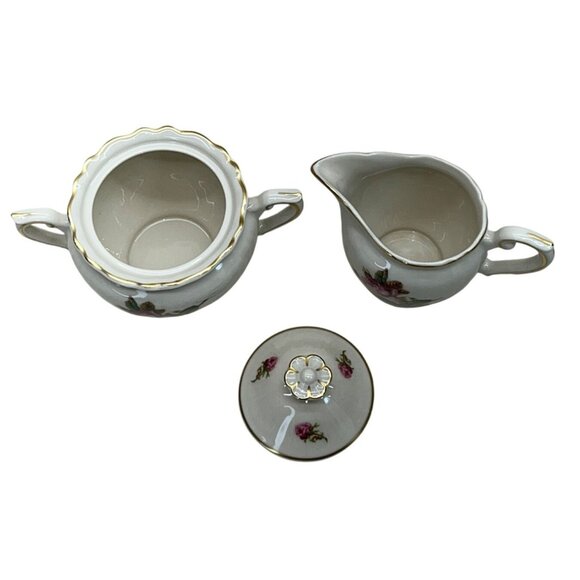 Syracuse China Federal Shape Victoria Rose Creamer and Covered Sugar Bowl - Picture 5 of 7